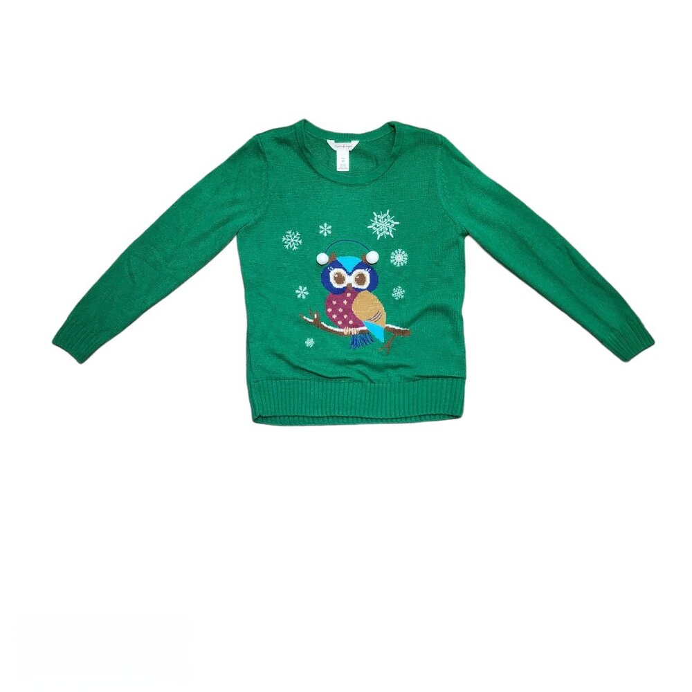 Green Knitted Owl Ugly Sweater Sz Med - Picture 3 of 9